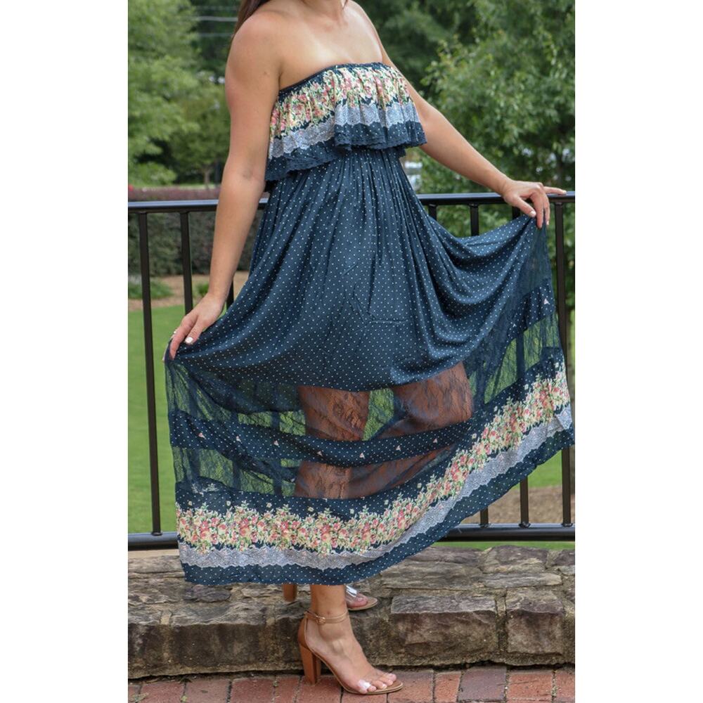Freeway boho beachy dress Y2K women maxi dress a-line size S A000265